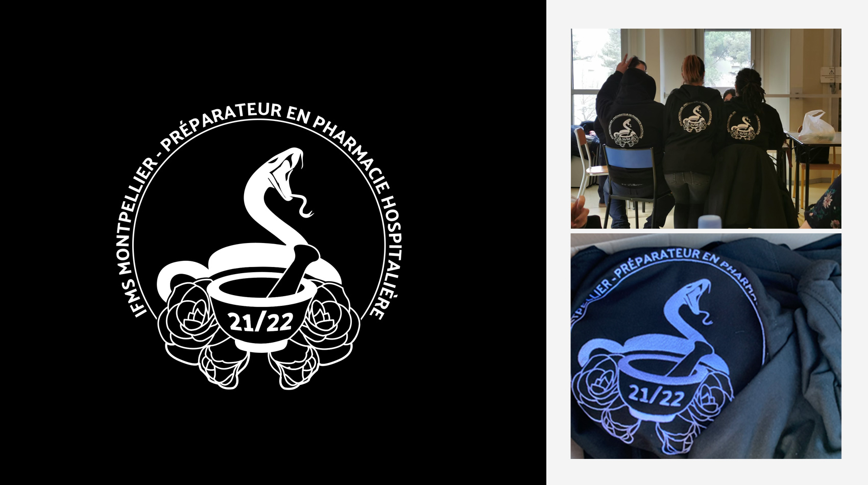 A logo design for a class of students for the back of a hoody.